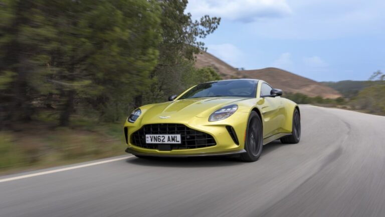 2025 Aston Martin Vantage in Cosmopolitan Yellow action front